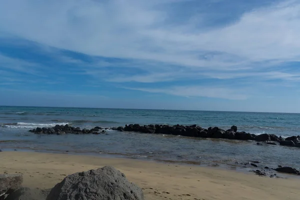 Пляж Гран Канария Мелонерасе Пляж Возле Маяка — стоковое фото
