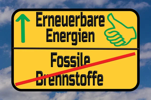 Дорожный Знак Немецкими Словами Защиты Климата Выбросов Co2 Фоне Неба — стоковое фото