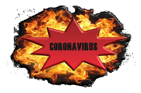Новое Коронавирусное Заболевание 2019 Ncov Написано Красной Звезде Огненном Фоне — стоковое фото