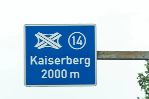 Highway sign, directional sign on the motorway at Highway crossing Kaiserberg.