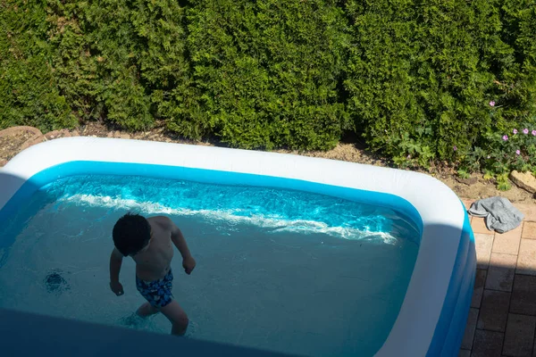 Літній Час Заняття Плавання Щасливих Дітей Басейні — стокове фото