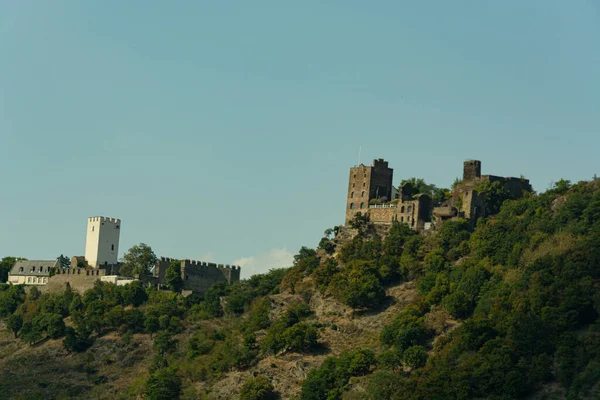 Castelos Românticos Vale Reno Cenário Alemanha — Fotografia de Stock