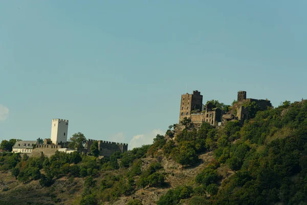 Castelos Românticos Vale Reno Cenário Alemanha — Fotografia de Stock