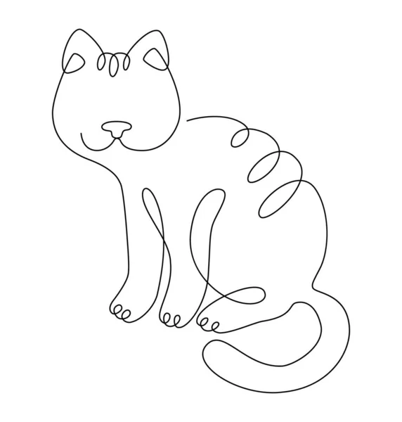 Zeichnen Einer Katze Mit Einer Einzigen Linie Stil Der Linienkunst — Stockvektor