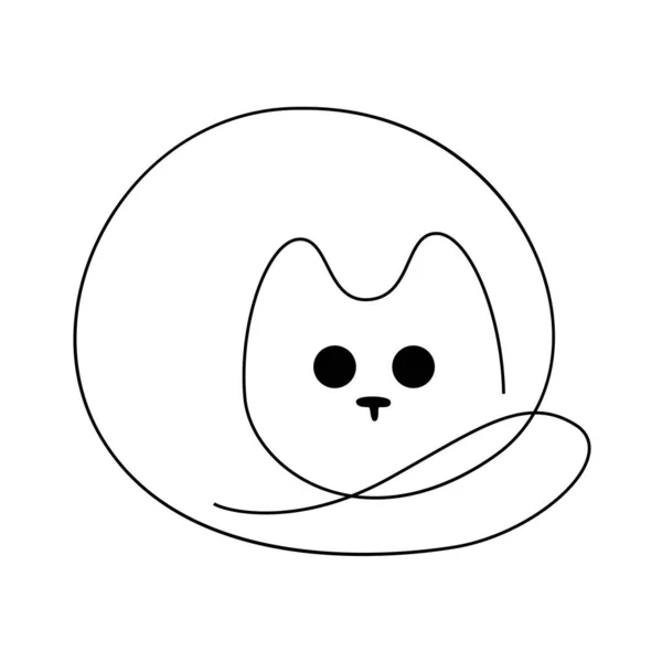 画一只具有线条艺术风格的单行猫 带有动物的向量标识 股票形象 带着小猫的别致的抽象字体 — 图库矢量图片