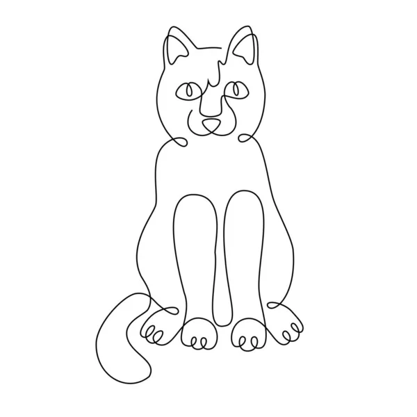 Малюнок Кота Єдиною Лінією Стилі Лінійного Мистецтва Векторний Логотип Твариною — стоковий вектор