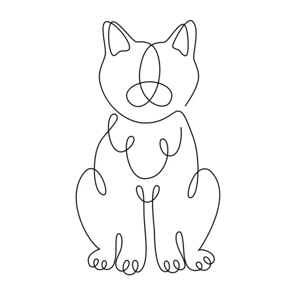 画一只具有线条艺术风格的单行猫 带有动物的向量标识 股票形象 带着小猫的别致的抽象字体 — 图库矢量图片