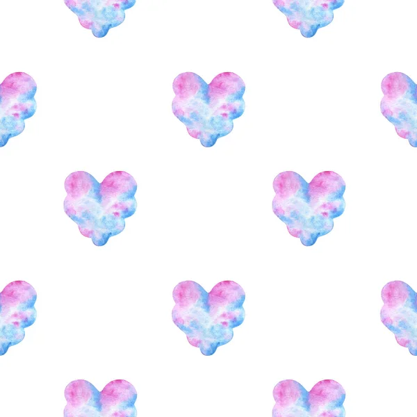 Delicate Clouds Shape Heart Seamless Pattern Watercolor Illustrations White Background — Stock Photo, Image