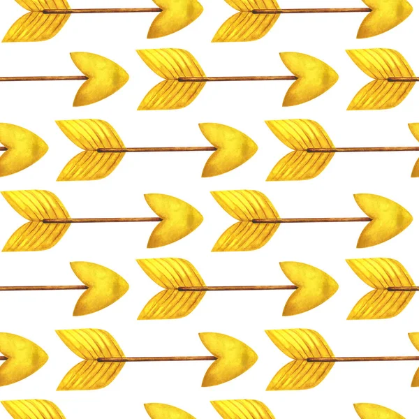 Flechas Madeira Com Ponta Amarela Impressão Simples Com Ilustrações Aquarela — Fotografia de Stock