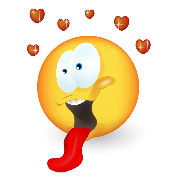 Emoji lindo con corazones — Vector de stock