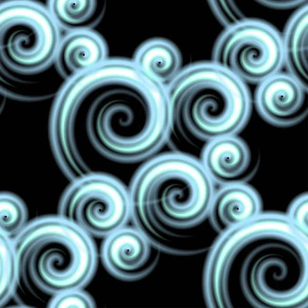 Patrón inconsútil abstracto con espiral de neón y cielo nocturno brillo — Archivo Imágenes Vectoriales