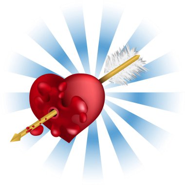  Sevgililer günü greetin için kart gerçekçi kalp ve ok ile