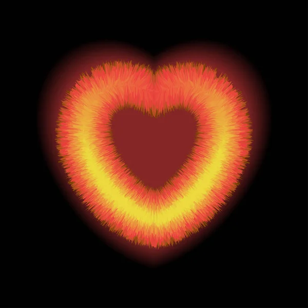 Realistisk eld hjärtat isolerade för dekoration på alla hjärtans dag — Stock vektor