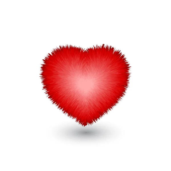 Realistiska päls hjärtat isolerade för dekoration på alla hjärtans dag — Stock vektor