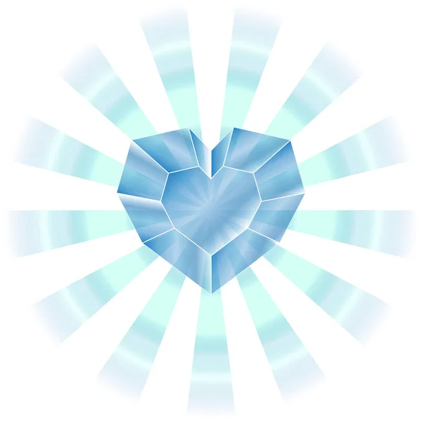 Corazón de cristal realista para el diseño de saludos del día de San Valentín — Vector de stock