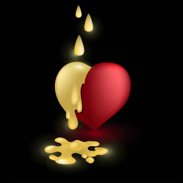 Листівка з реалістичним червоним серцем і краплями ізольовані для Валентина — стоковий вектор