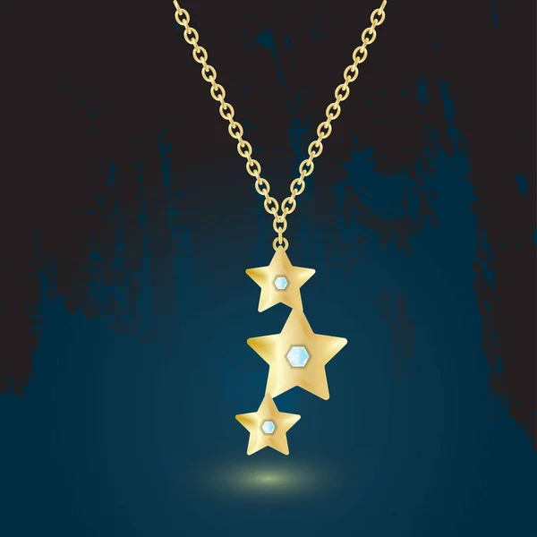 Złota biżuteria wisiorek na ciemnym tle z podświetleniem. — Wektor stockowy