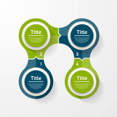 vektör daire Infographic. döngü diyagramı, grafik, sunum ve yuvarlak grafik şablonu. 4 seçenekleri, parçalar, adımları veya işlemler ile iş kavramı. arka plan.