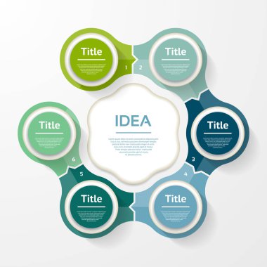 Vektör diyagramı, grafik, sunum ve grafik Infographic şablonu. İş kavramı ile 6 seçenekleri, parçalar, adımları veya işlemler