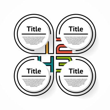 İnce çizgi Infographic öğesi. Doğrusal düz grafik, diyagram, düzeni, grafik 4 adımlar ile