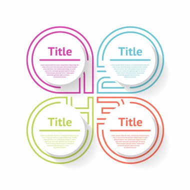 İnce çizgi Infographic öğesi. Doğrusal düz grafik, diyagram, düzeni, grafik 4 adımlar ile
