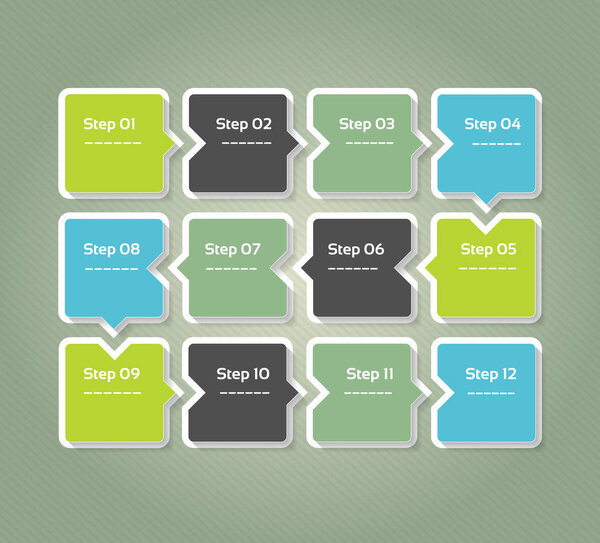 Vector progress background. Template for diagram, graph, presentation and chart. Business concept with 12 options, parts, steps or processes. Abstract background. eps 10