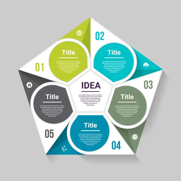 Infográfico Pentágono Vetorial Modelo Para Diagrama Gráfico Apresentação Gráfico Conceito — Vetor de Stock