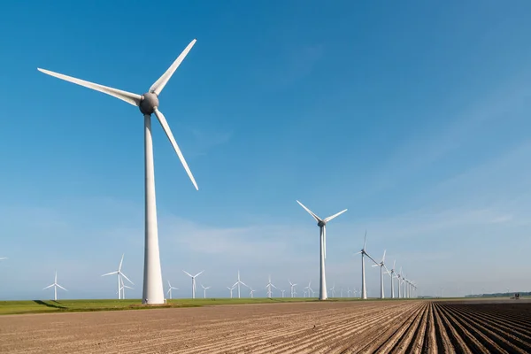 Windmill park westermeerdijk Pays-Bas, éolienne avec ciel bleu dans l'océan, énergie verte — Photo