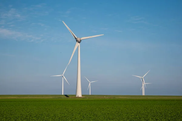 Windmill park westermeerdijk Pays-Bas, éolienne avec ciel bleu dans l'océan, énergie verte — Photo