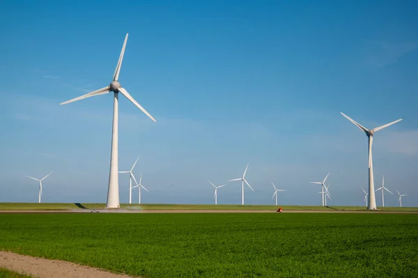 Windmill park westermeerdijk Pays-Bas, éolienne avec ciel bleu dans l'océan, énergie verte — Photo