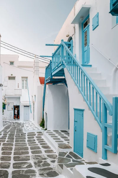 Mykonos Grecia Isola con edificio imbiancato nelle strade della piccola Venezia Mykonos — Foto Stock