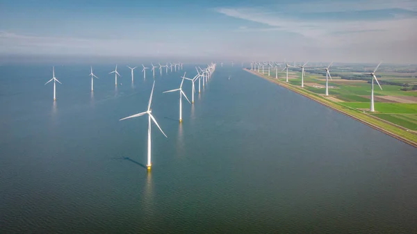 Windmill Park Westermeerdijk Netherlands Wind Mill Turbine Blue Sky Ocean — Stock Photo, Image