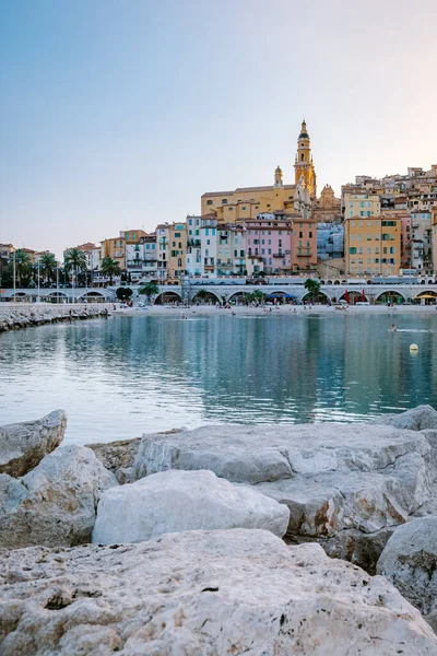 Menton France, Cote d Azur France, Vista sobre a parte antiga de Menton, Provence-Alpes-Cote dAzur, França — Fotografia de Stock