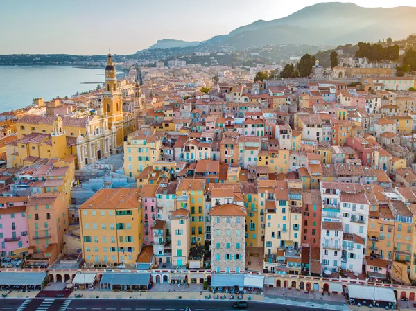 View on old part of Menton, Provence-Alpes-Cote dAzur, France. — Stock Photo, Image