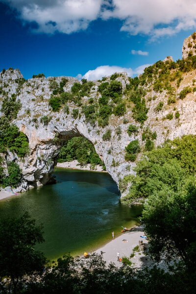 Ardeche France,view of Narural arch in Vallon Pont Darc in Ardeche canyon in France