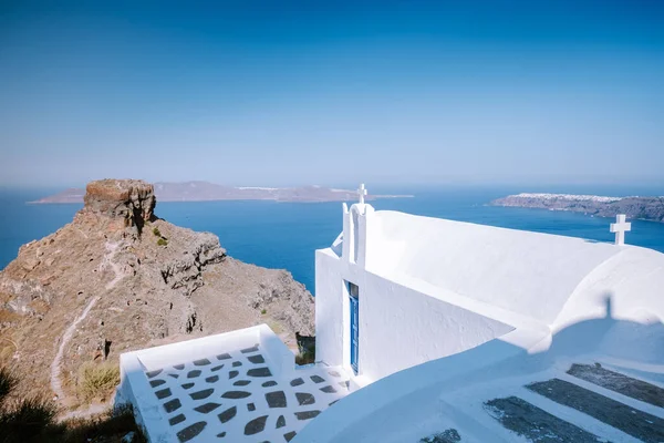 Vista de la isla y pueblo encalado de Santorini, Grecia — Foto de Stock