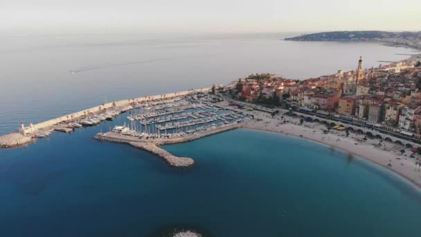 Menton France colorful city View on old part of Menton, Provence-Alpes-Cote dAzur, France — Stock Video