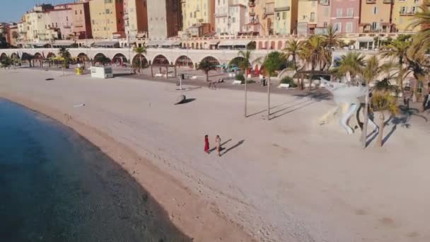 Menton Frankrijk kleurrijke stad Uitzicht op oude deel van Menton, Provence-Alpes-Cote dAzur, Frankrijk — Stockvideo