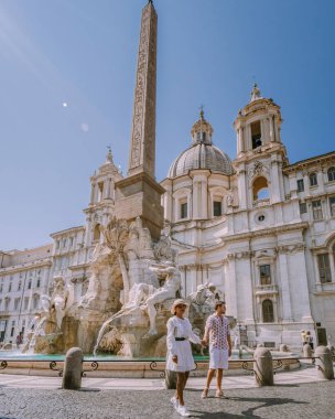 Piazza Navona in Rome, Italy in the morning