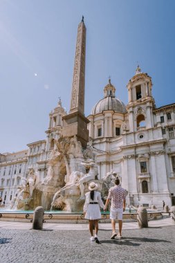 Piazza Navona in Rome, Italy in the morning