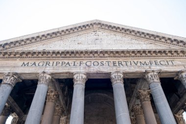 Roma İtalya Eylül 2020, sabah Pantheon manzarası. Roma. İtalya