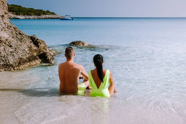 Tropisch strand van Voulisma strand, Istron, Kreta, Griekenland — Stockfoto