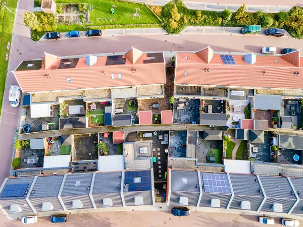 Horní pohled na dům Village from Drone capture in the air house is brown roof top Urk netherlands Flevoland — Stock fotografie