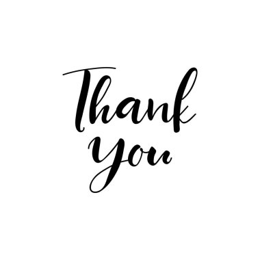 Teşekkür ederim. Mektup. Mürekkep çizimi. Beyaz arkaplanda izole edilmiş modern fırça kaligrafisi