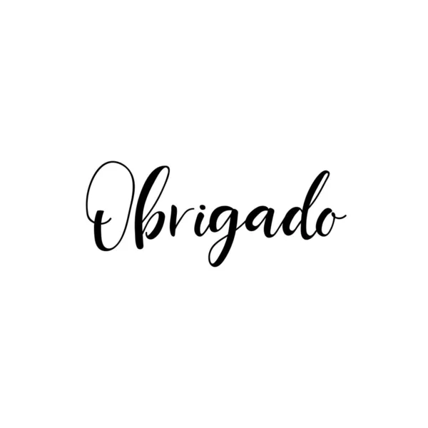 Texto Português Obrigado Letras Ilustração Tinta Caligrafia Escova Moderna Isolado — Vetor de Stock