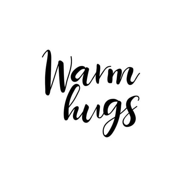 Warm Hugs Christmas Lettering Ink Illustration Modern Brush Calligraphy Isolated — Stock Vector