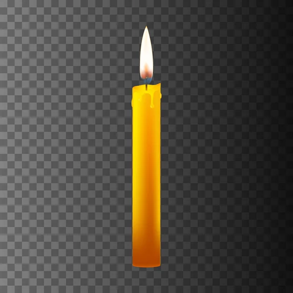 Realistische Kerze Auf Dunklem Rücken Vektorillustration — Stockvektor