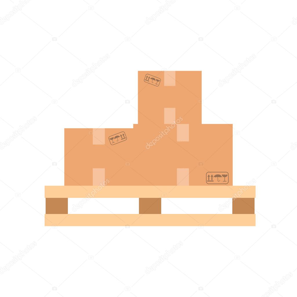 pallete with boxes. Flat icon. Vector illustration