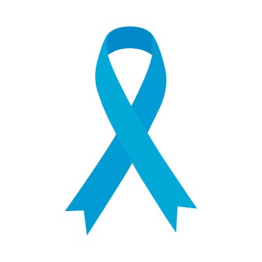 Blue ribbon. Prostat kanseri. İllüstrasyon izole beyaz arka plan üzerinde