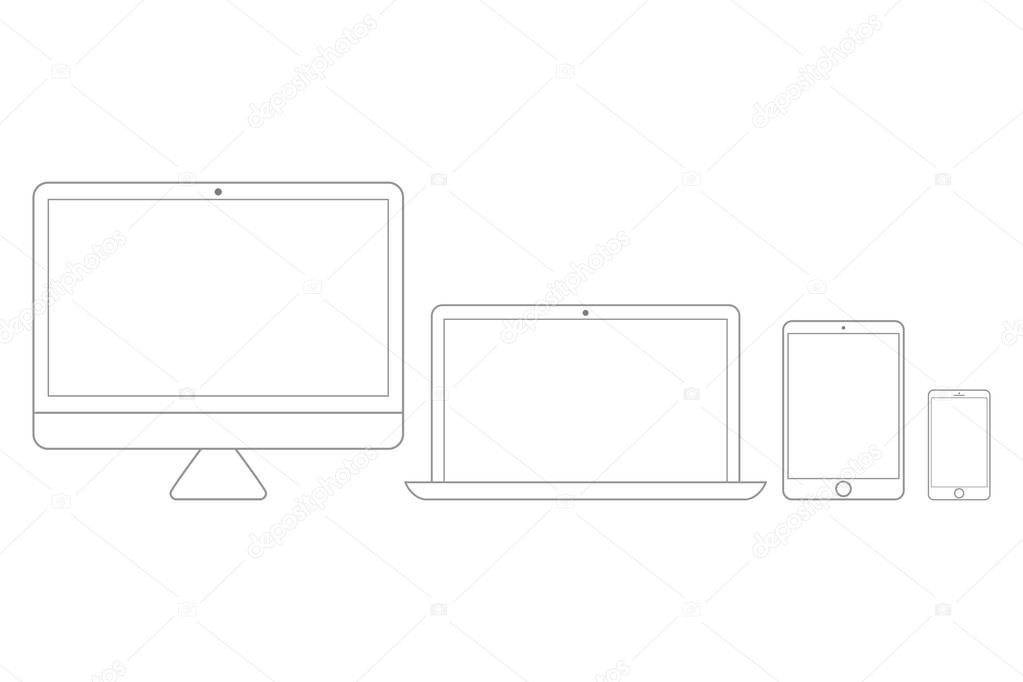 Electronic devices set line style. Eps10 vector
